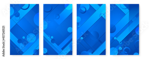 Set of modern business dark blue background with abstract graphic elements for presentation background design. Abstract wavy luxury dark blue and bright blue geometric background. Illustration vector