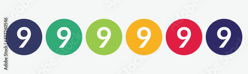 The number nine icon set vector isolated.
