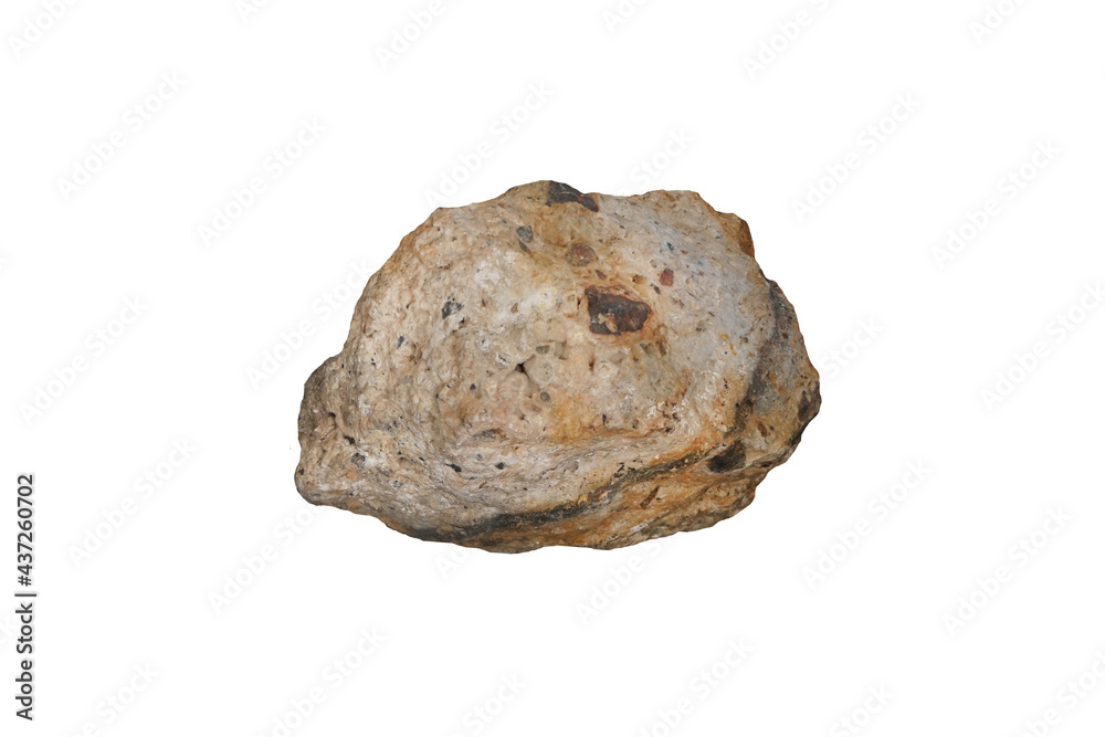 Scheelite rock isolated on white background from Lampang, Thailand. calcium tungstate mineral.