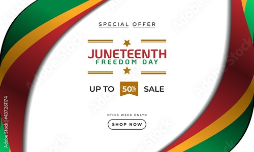 Happy Juneteenth Independence Day. Freedom or Emancipation day background sales promotion advertising banner template