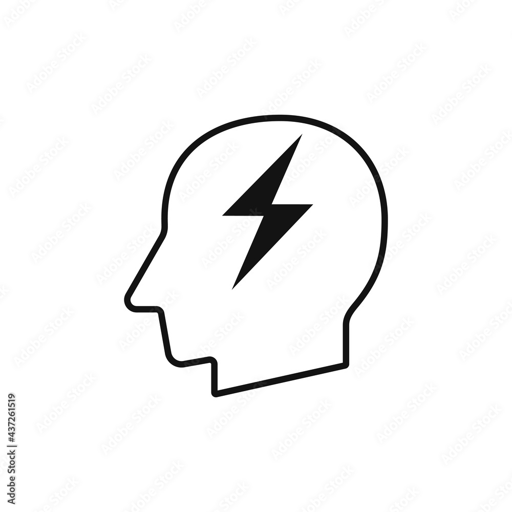 Human head with web thunderbolt sign silhouette vector illustration Human head with web thunderbolt sign silhouette vector illustration