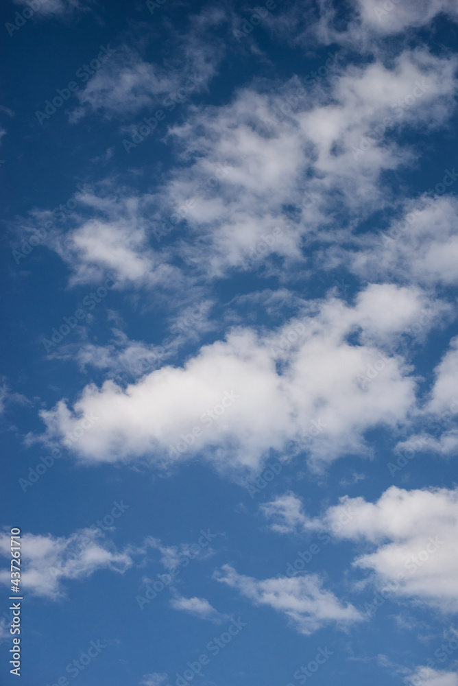 view of beautiful clouds on blue sky background