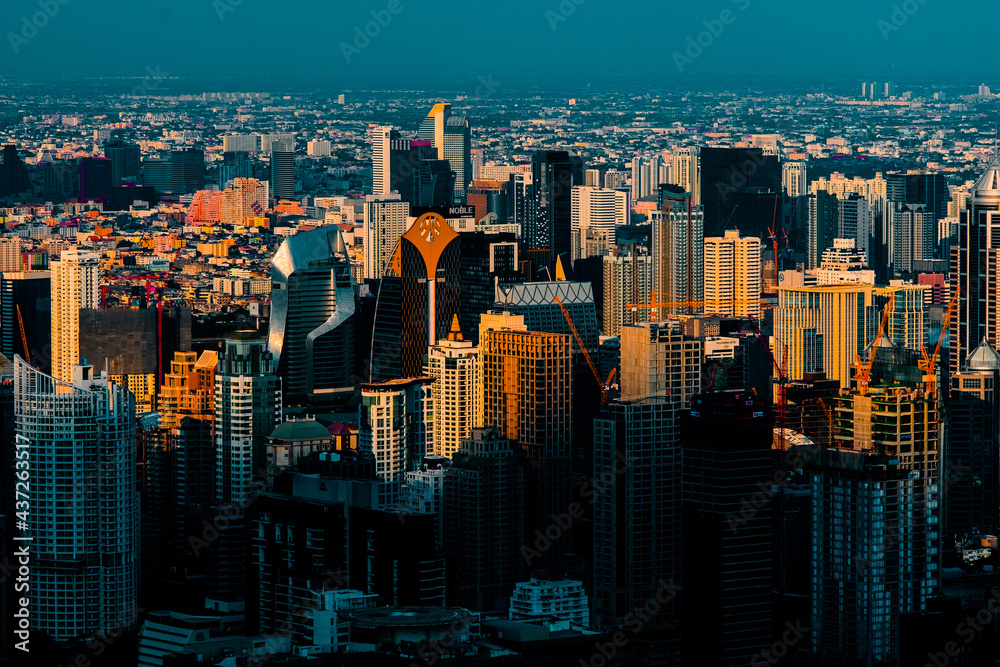 Fototapeta premium Bangkok, Thailand, December 2018: Aerial view of Bangkok city in Thailand