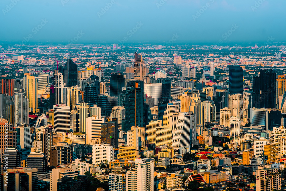 Bangkok, Thailand, December 2018: Aerial view of Bangkok city in Thailand