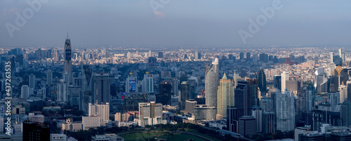 Fototapeta Naklejka Na Ścianę i Meble -  Bangkok, Thailand, December 2018: Aerial view of Bangkok city in Thailand