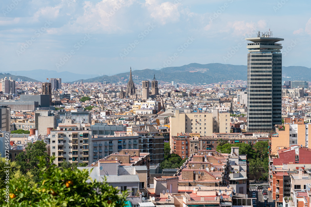 Fototapeta premium Aerial View Of Downtown City In Barcelona