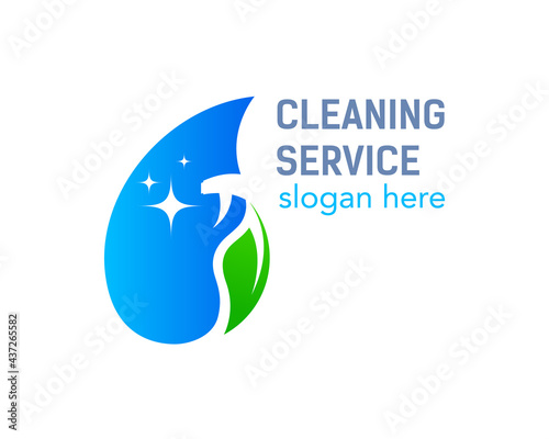 Cleaning logo or emblem. Eco concept for interior, home. Vector, illustration