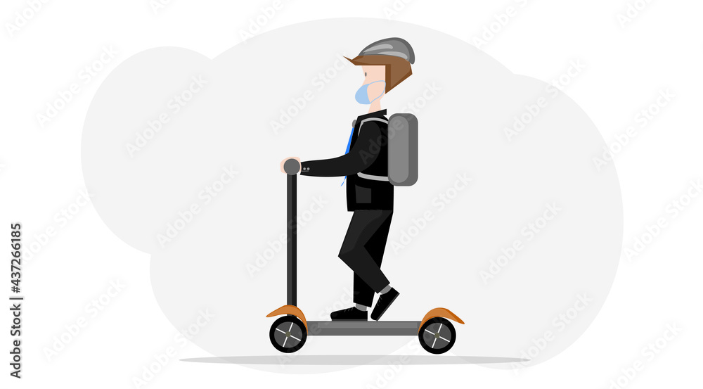 business man riding a scooter to work in vector pattern business man riding a scooter to work in vector pattern