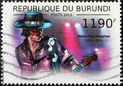 Stevie Ray Vaughan in concert on postage stamp photo