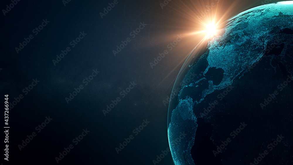 Digital globe in space, futuristic global technology abstract illustration