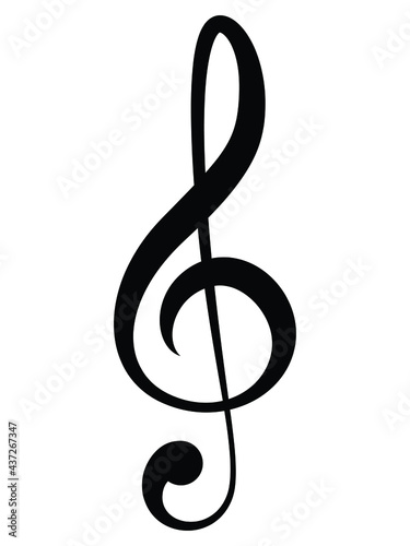 Black music symbol of G clef 