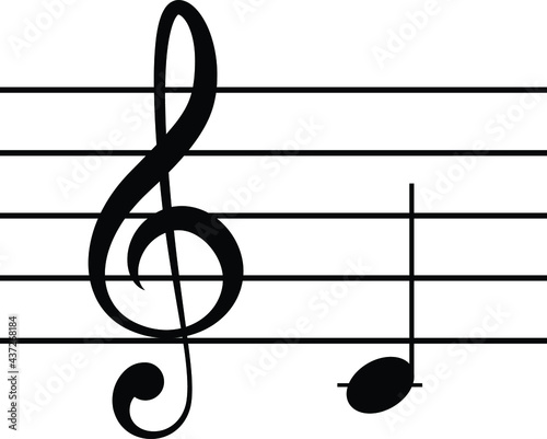 Black music symbol of G clef with note C or DO on staff lines