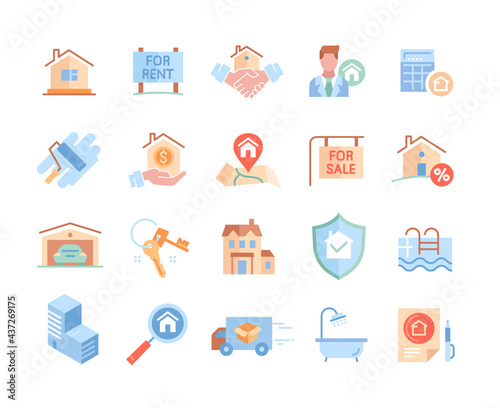 Set of real estate colored vector icons