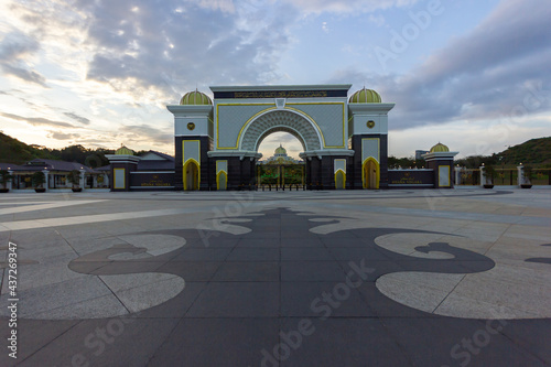 Kuala Lumpur,Malaysia,May circa 2021: national royal palace Malaysia (istana negara) gate with dramatic sunset
