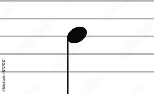 Black music SI or B note on ledger lines