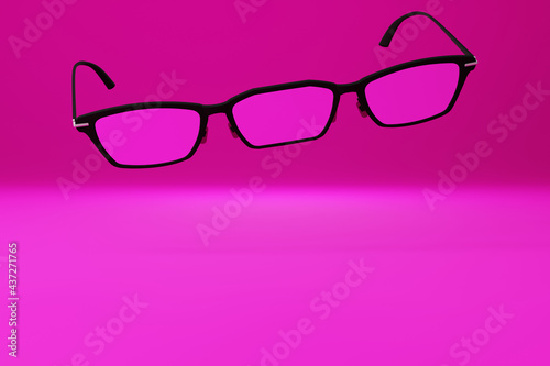 Glasses with three eyes on an isolated coloured background. 3D Illustration
