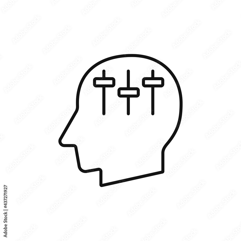 Human head with Customisation sign silhouette vector illustration Human head with Customisation sign silhouette vector illustration