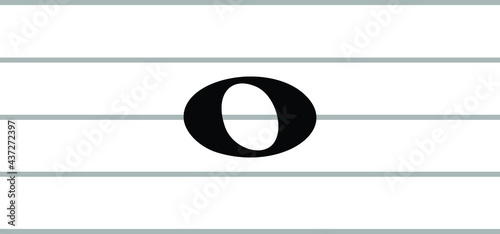 Black music whole note on ledger lines