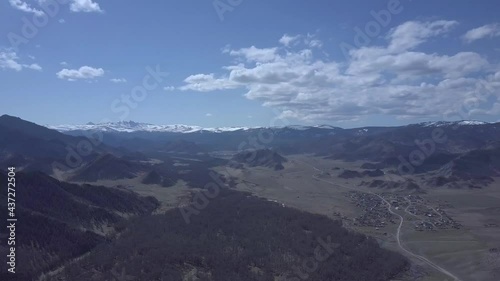 Altai mountains. Beautiful highland landscape. Russia. Siberia. Flight on quadcopter. Top view photo