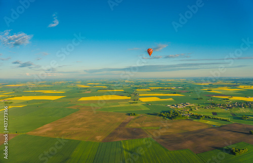 Landscape aerial view from hot air balloon 