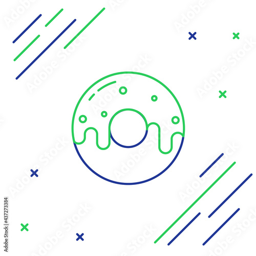 Line Donut with sweet glaze icon isolated on white background. Colorful outline concept. Vector