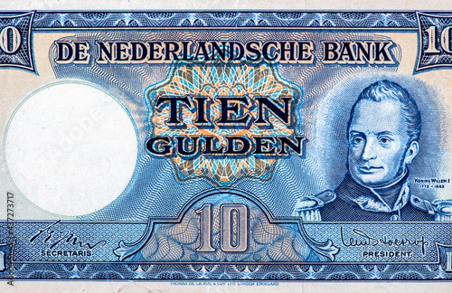 King William I Portrait from Netherlands10 Gulden1949 Banknotes. photo