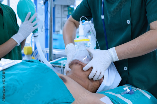 Anesthesiologists performed tracheal intubation for a child patient in cardiac operating room photo