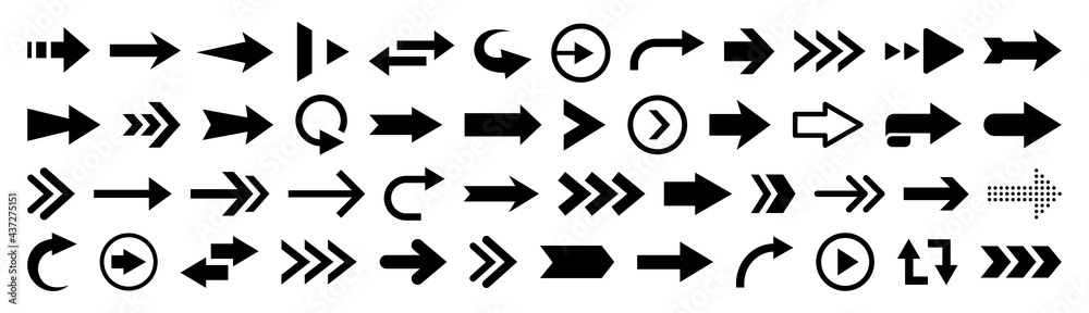 © Maxim Filitov - Arrows vector icons isolated on white background. Big vector set of black arrow signs and direction pointers in different styles.
