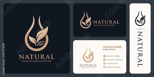 natural oli logo design for organic product or cosmetics. photo