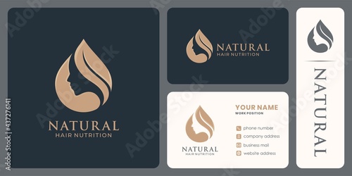 beautiful hair nutrition logo design natural product or cosmetics.