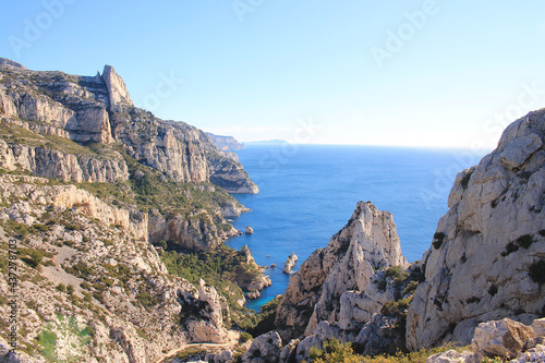 The amazing view of calanques of Sujiton in Marseille, France