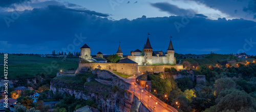 View at dusk on Kamianets-Podilskyi Castle  Ukraine