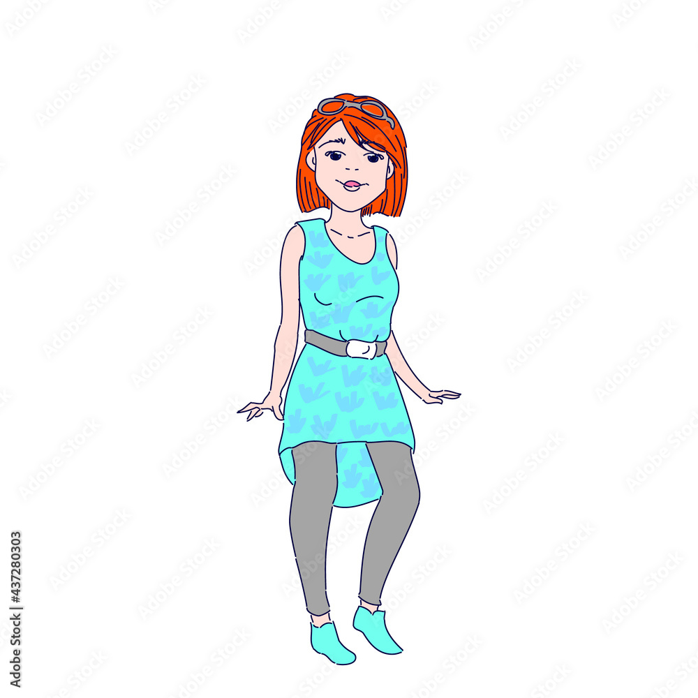 Fashion girl, isolated on white, vector illustration Fashion girl, isolated on white, vector illustration