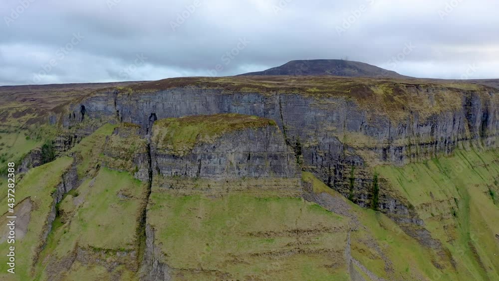 Aerial view of rock formation located in county Leitrim, Ireland called Eagles Rock