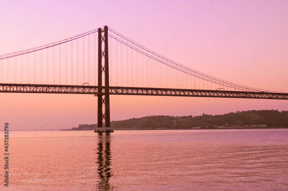 Fototapeta premium Ponte 25 de Abril steel suspended Bridge Lisbon Lisboa Tejo Tagus