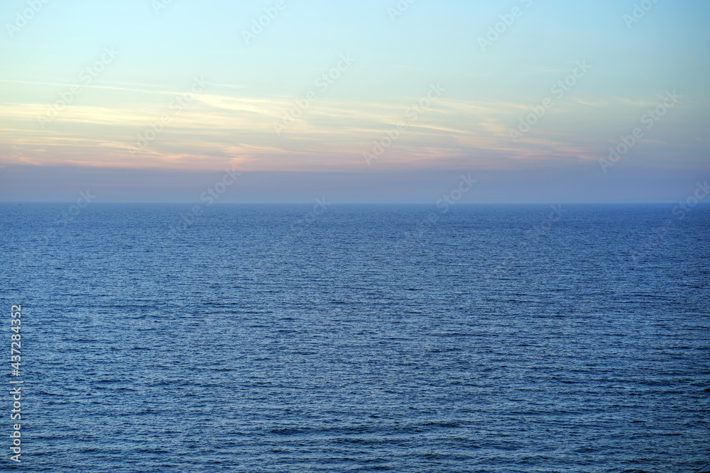 Blue morning over the deep sea summer. Blue sunrise over mediterranean deep sea