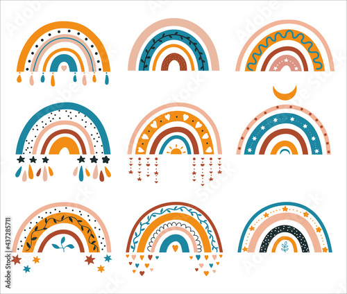 Rainbow - abstract graphics. childrens illustration in boho style.