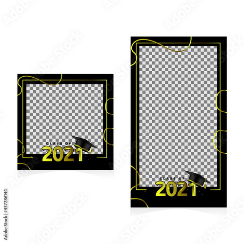 Stories and post social media graduation class of 2021 template design