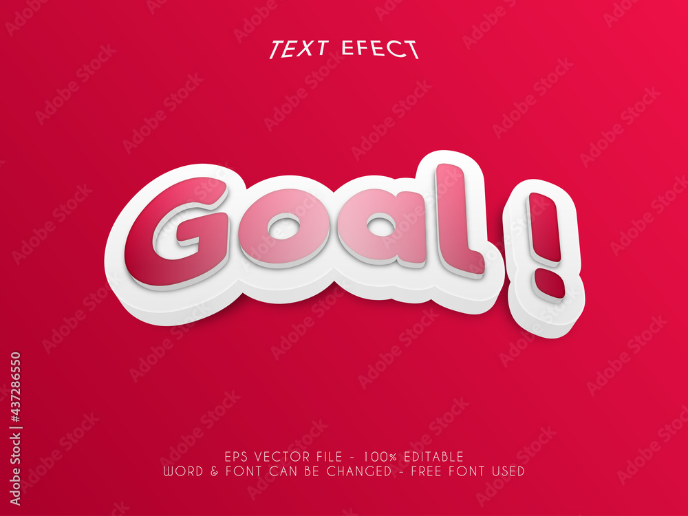 Goal text effect style. Editable text font effect comic theme.