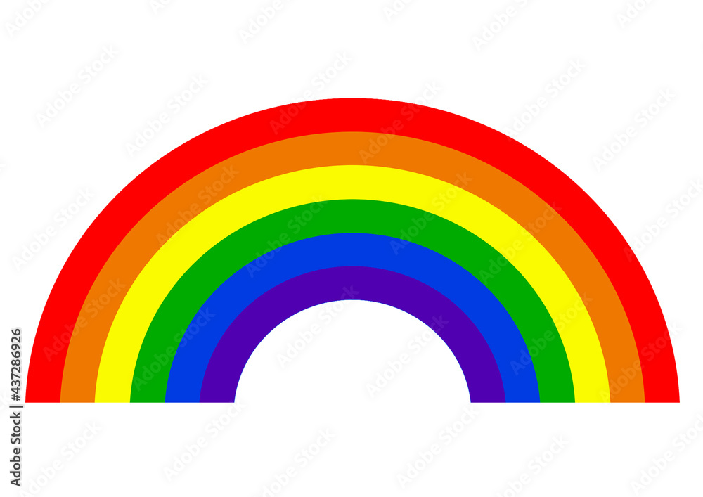 Obraz premium Rainbow with the colors of the LGBT flag with white background