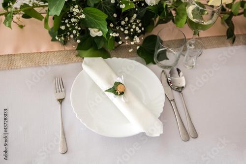 Fine detail of a wedding table which is a great idea for wedding decorations. photo