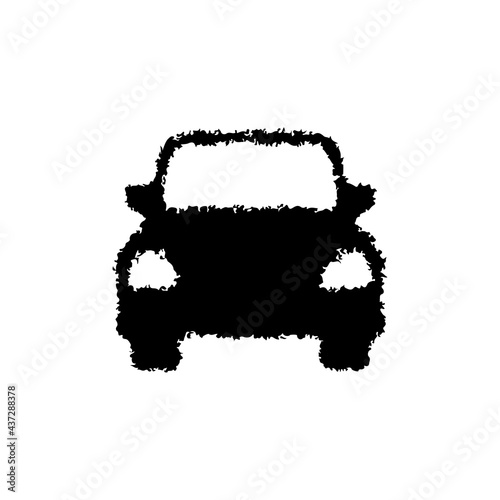 Car icon. Black grunge silhouette. Front view. Vector simple flat graphic illustration. The isolated object on a white background. Isolate.