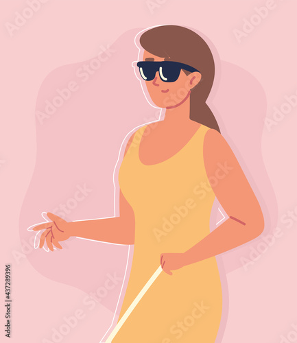 blind woman with sunglasses