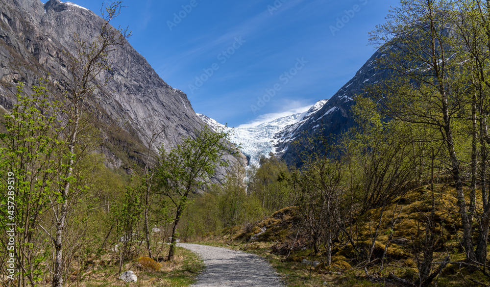 Briksdalsbreen, (Briksdal Glacier), one of the most accessible arms of the Jostedalsbreen Glacier in the municipality of Stryn in Vestland county, Norway.