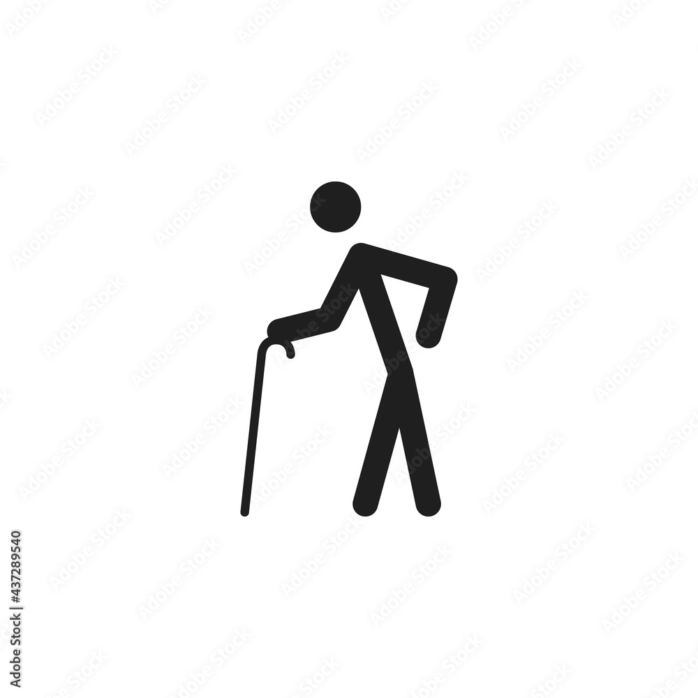 Old man walking with a cane icon vector illustration Old man walking with a cane icon vector illustration