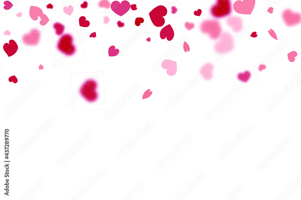 Heart Background. 8 March Banner with Flat Heart. St Valentine Day Card with Classical Hearts. Red Pink Empty Vintage Confetti Template.  Exploding Like Sign. Vector Template for Mother's Day Card.