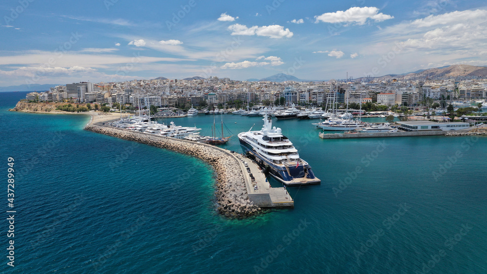 Aerial drone photo of famous port and Marina of Faliro in South Athens riviera next to Piraeus, Attica, Greece