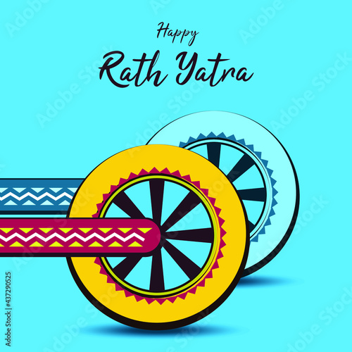 Happy Rath yatra wheels isolated on blue background photo