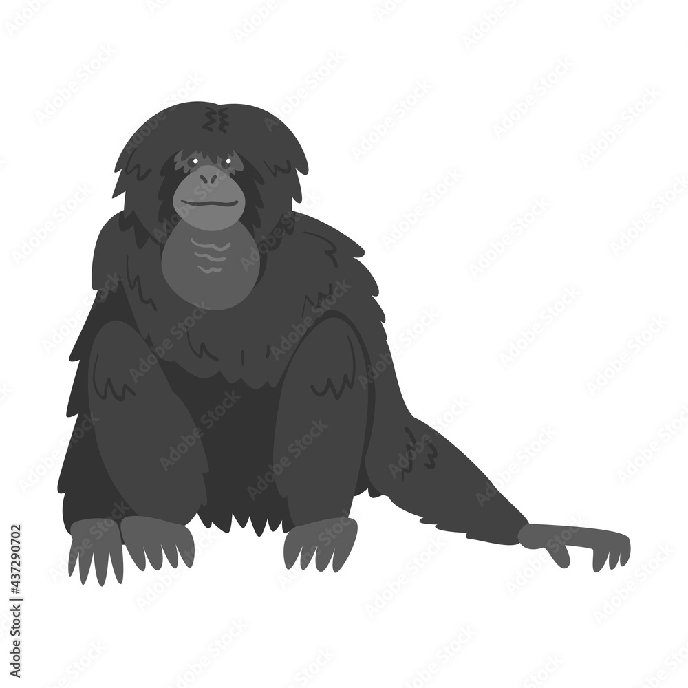 Siamang Monkey as Arboreal, Black-furred Gibbon Vector Illustration Siamang Monkey as Arboreal, Black-furred Gibbon Vector Illustration