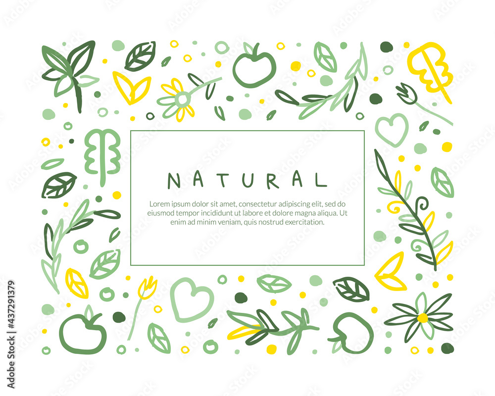 Natural Banner Template with Space for Text, Healthy Vegetarian Food, Eco Store, Farm Market, Eco Friendly Background Vector Illustration Natural Banner Template with Space for Text, Healthy Vegetarian Food, Eco Store, Farm Market, Eco Friendly Background Vector Illustration